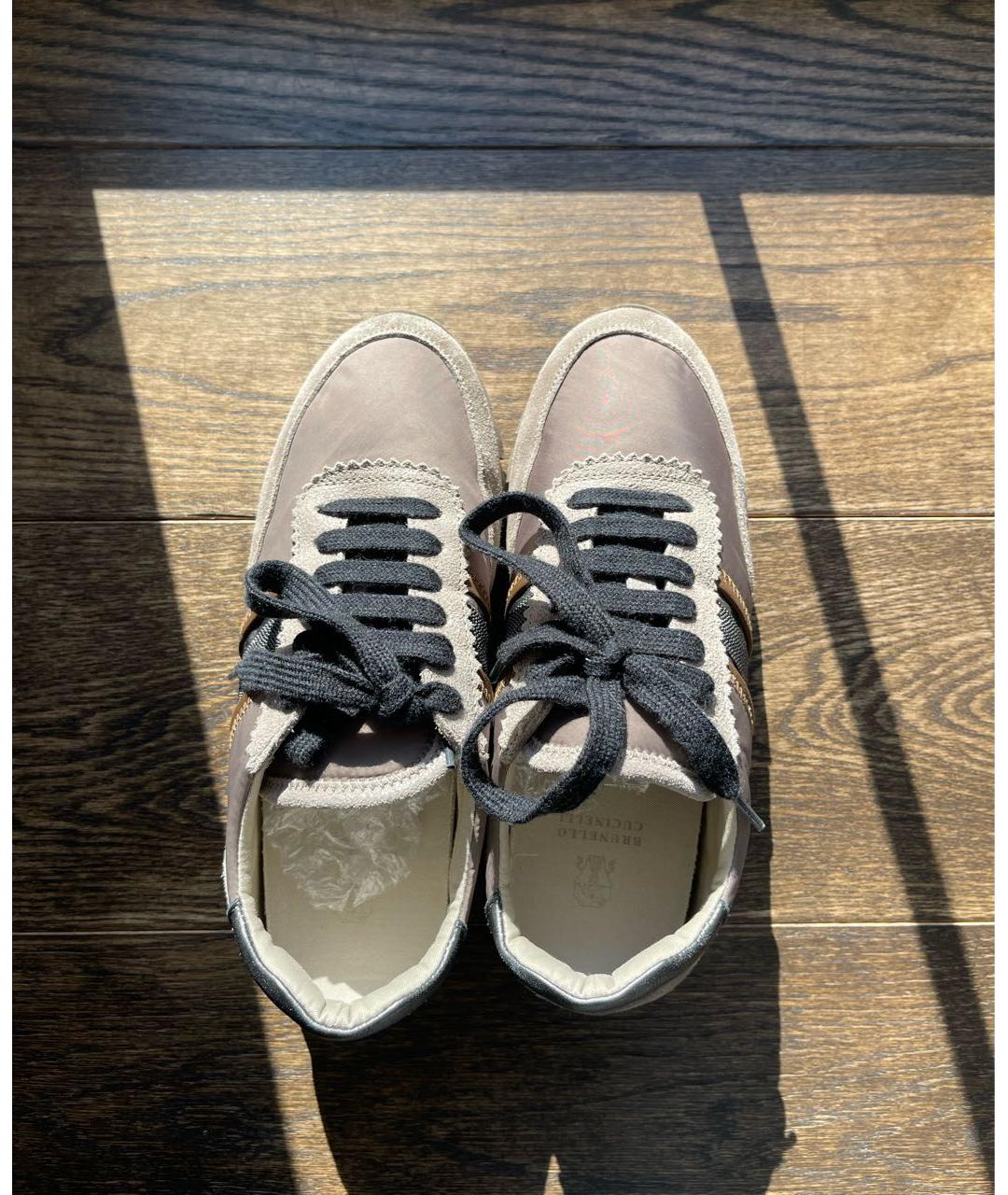 BRUNELLO CUCINELLI Коричневые синтетические кроссовки, фото 2