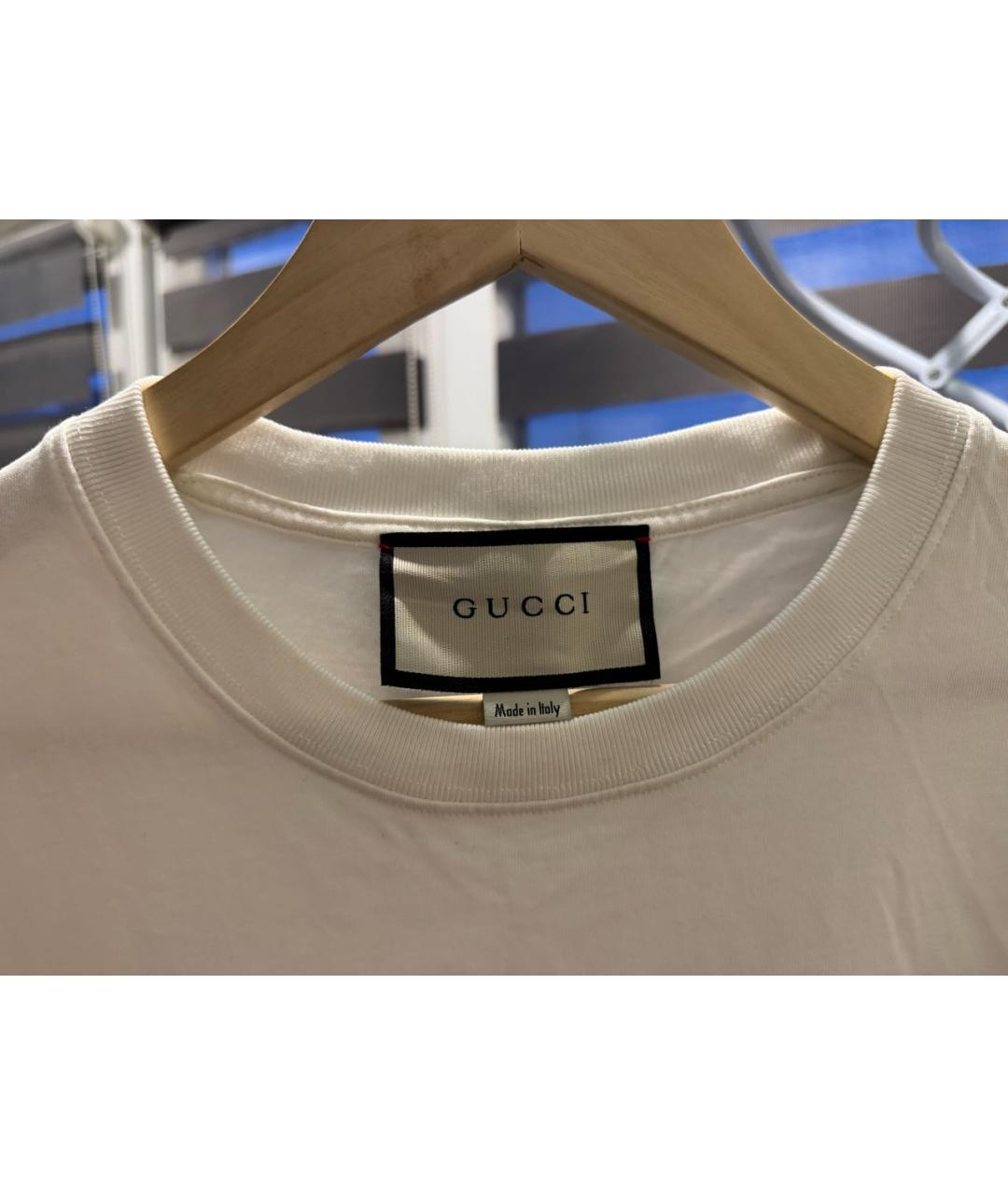 GUCCI Белая хлопковая футболка, фото 2