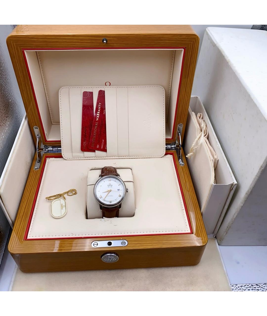 OMEGA Белые стальные часы, фото 2