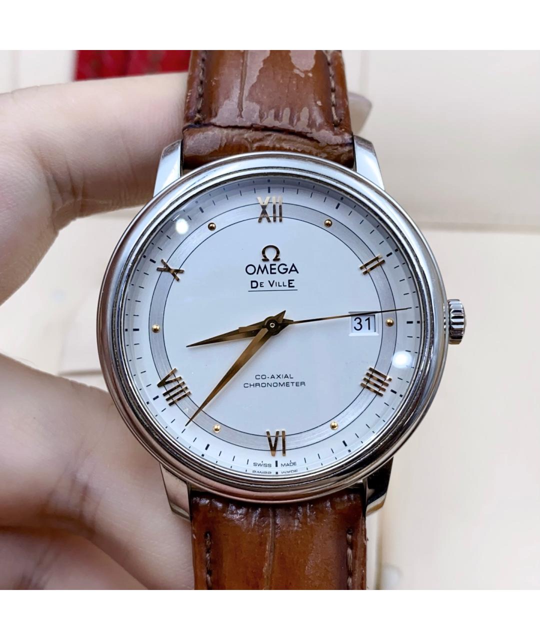 OMEGA Белые стальные часы, фото 6