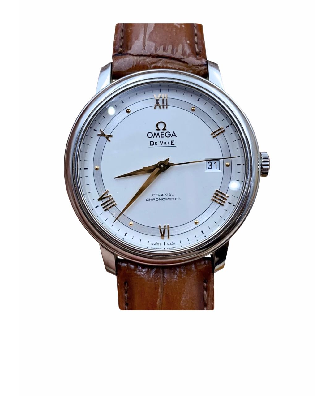 OMEGA Белые стальные часы, фото 1