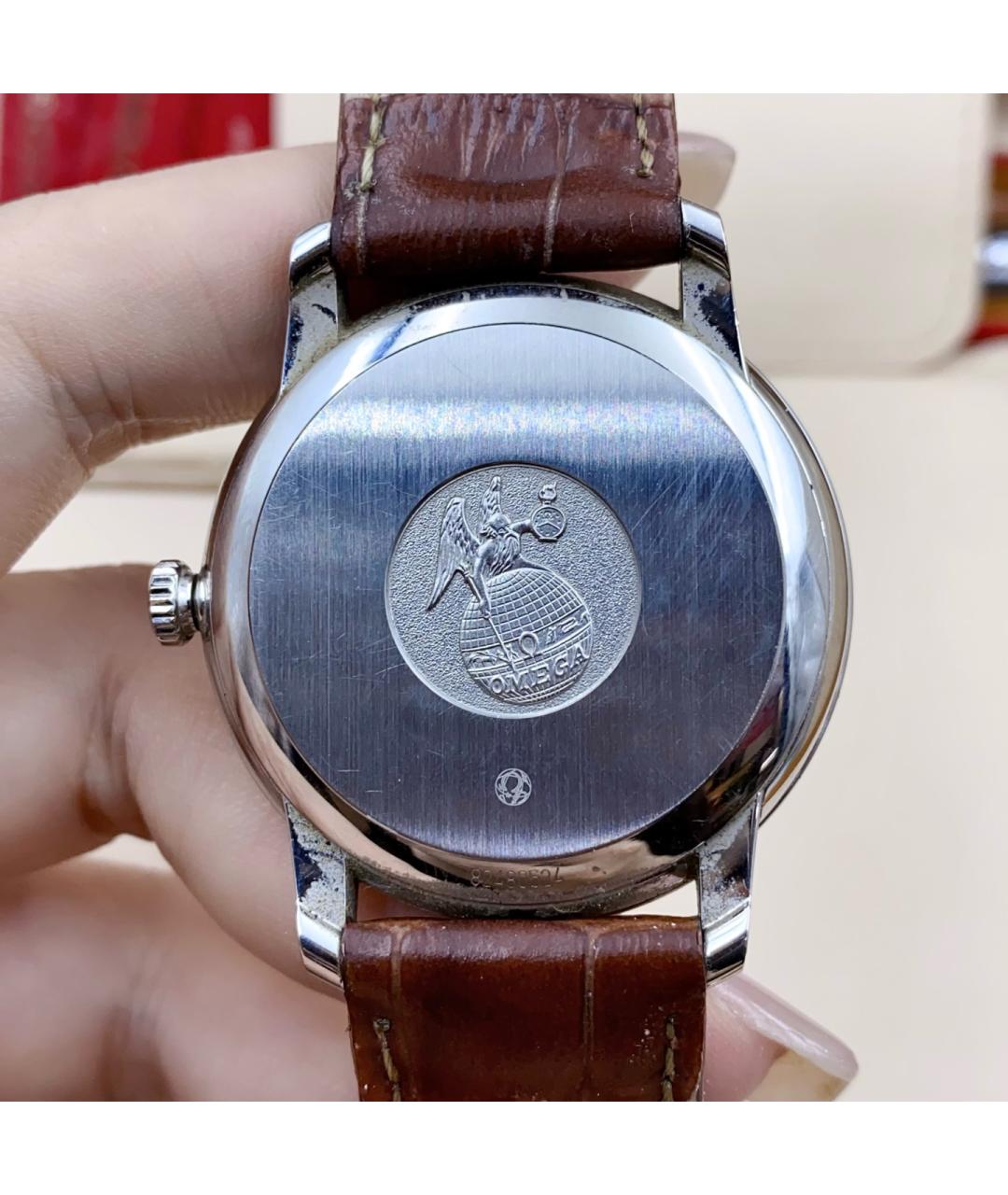 OMEGA Белые стальные часы, фото 5