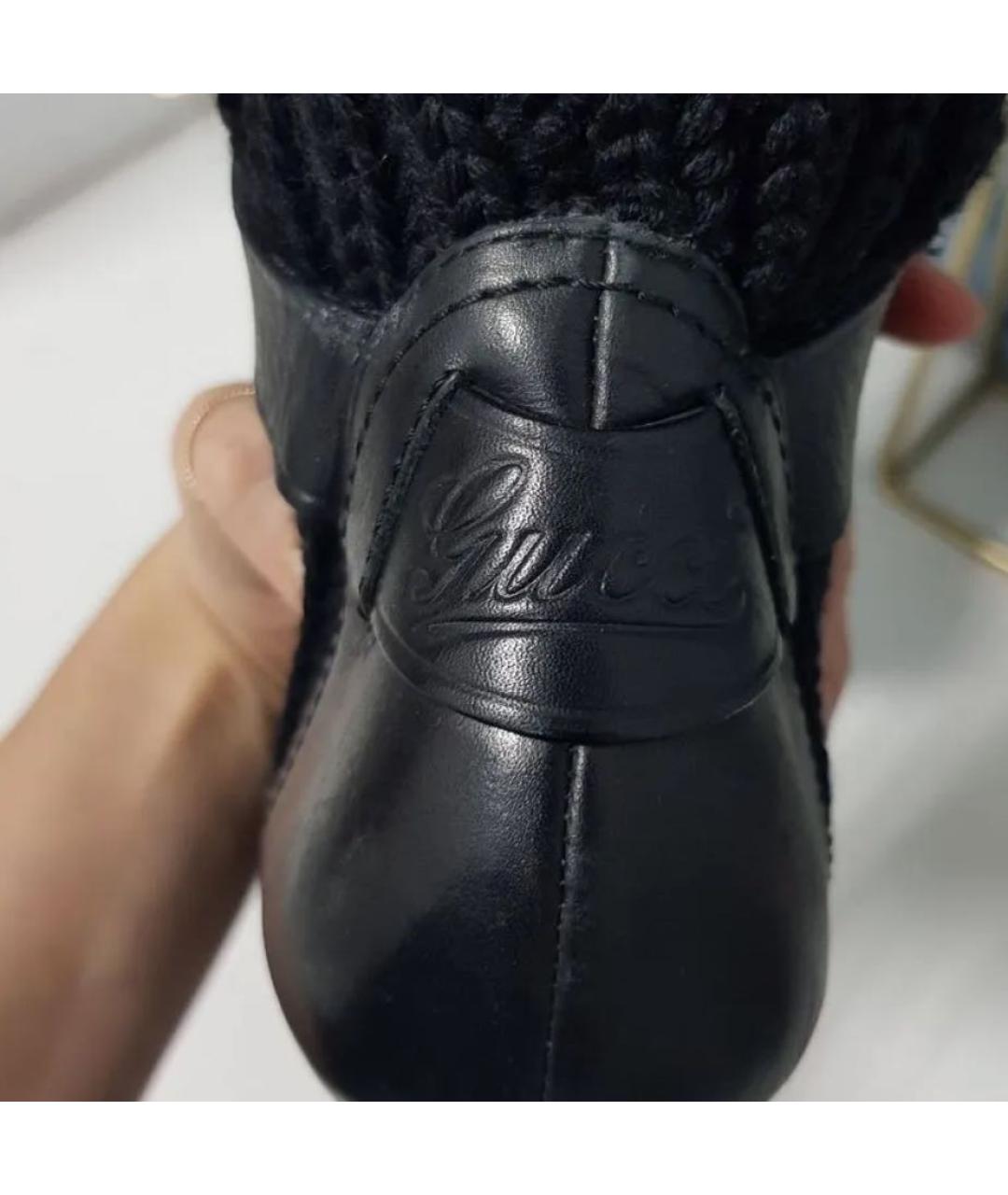GUCCI Черные кожаные сапоги, фото 4
