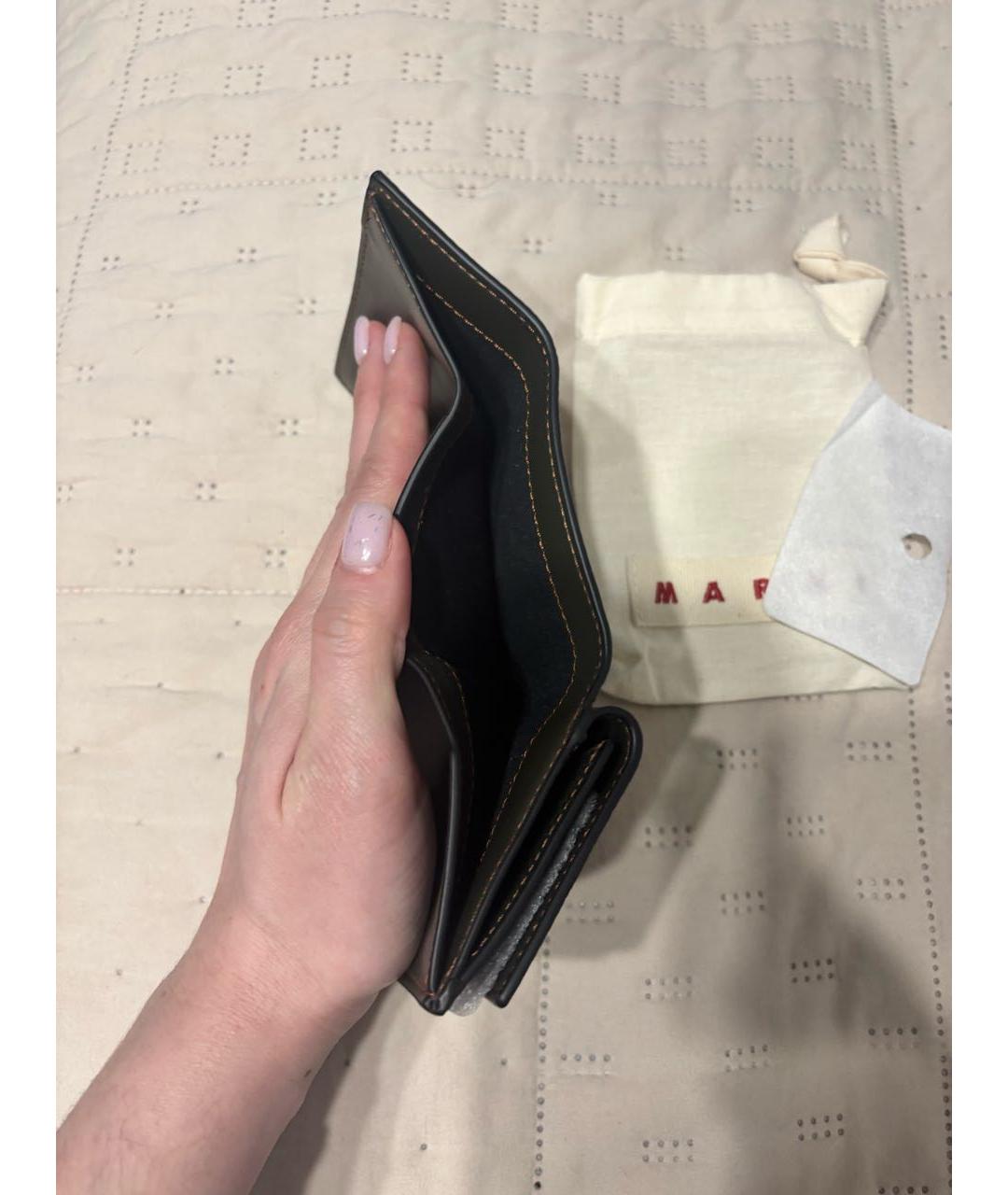 MARNI Хаки кожаный кошелек, фото 4