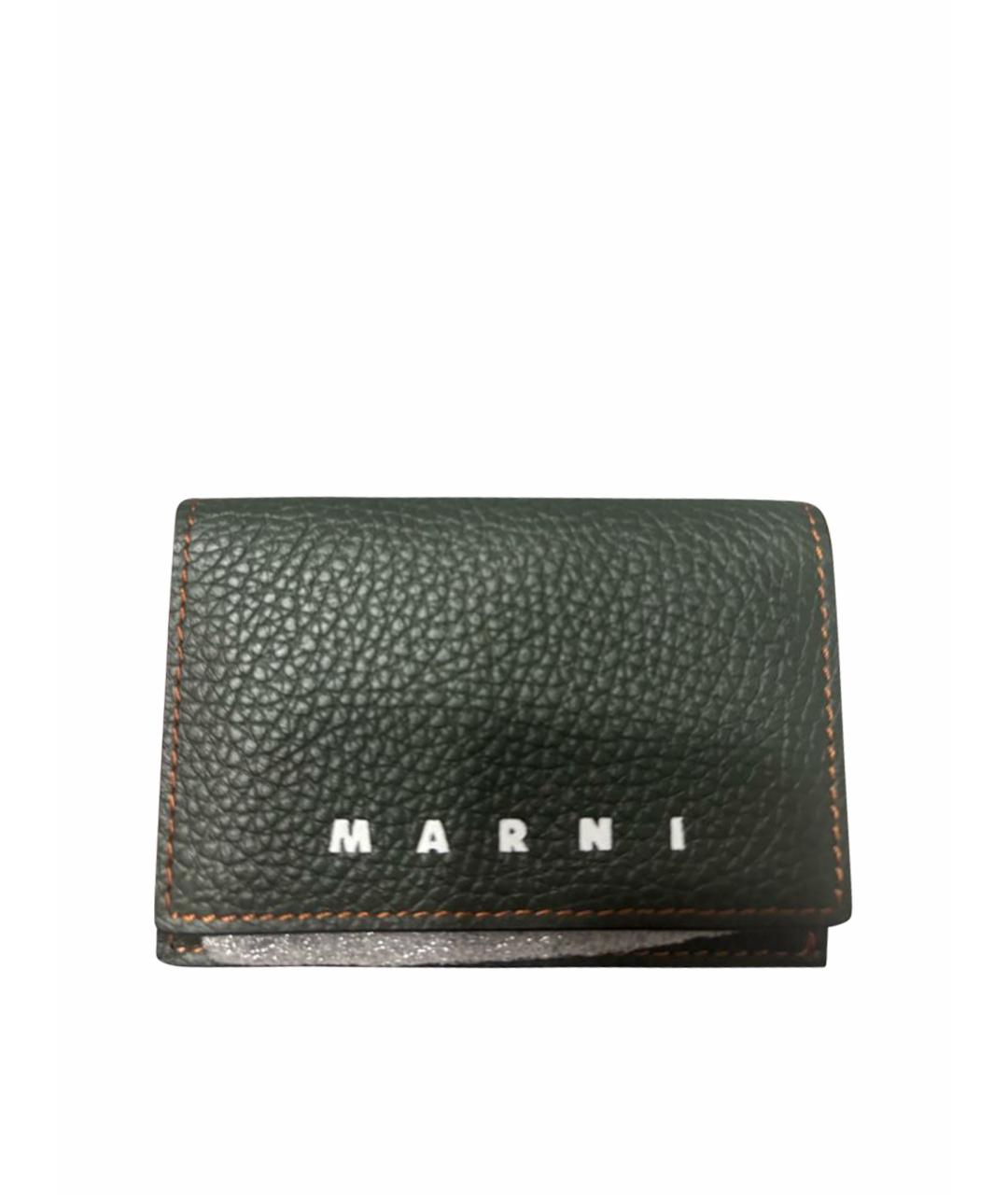 MARNI Хаки кожаный кошелек, фото 1