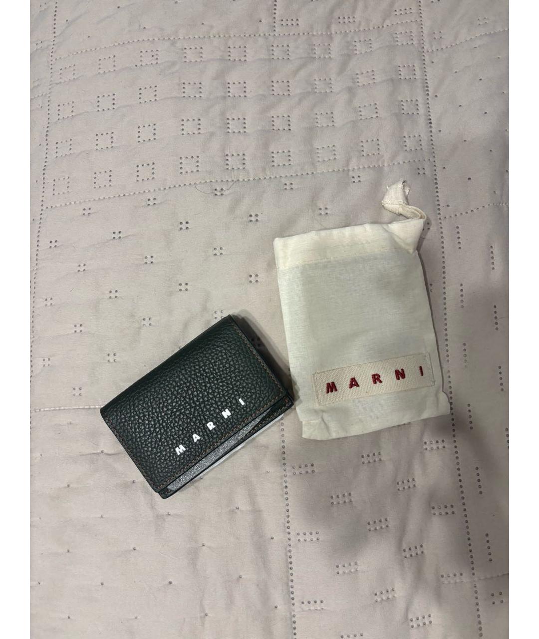 MARNI Хаки кожаный кошелек, фото 2