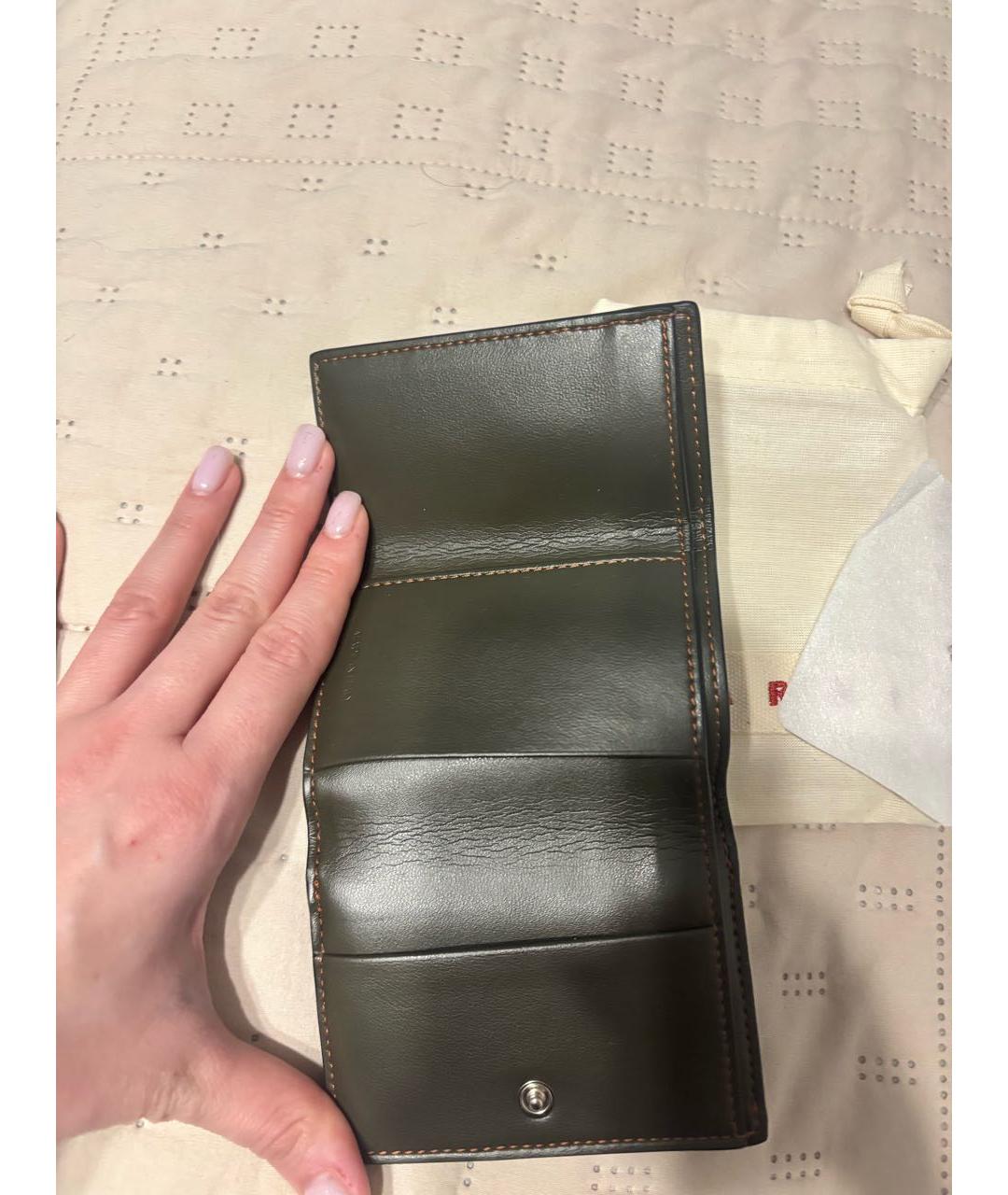 MARNI Хаки кожаный кошелек, фото 3