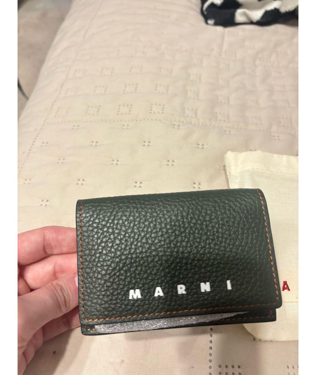 MARNI Хаки кожаный кошелек, фото 5