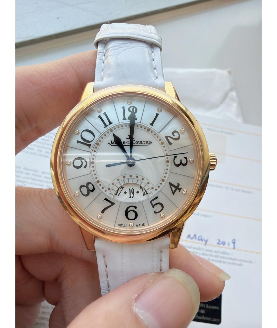 Jaeger LeCoultre Белые часы из розового золота, фото 5