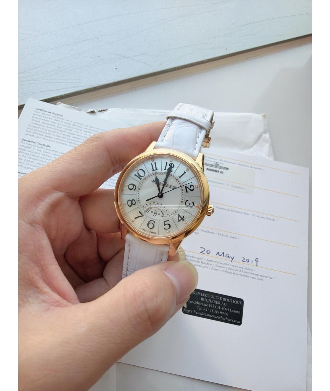 Jaeger LeCoultre Белые часы из розового золота, фото 4