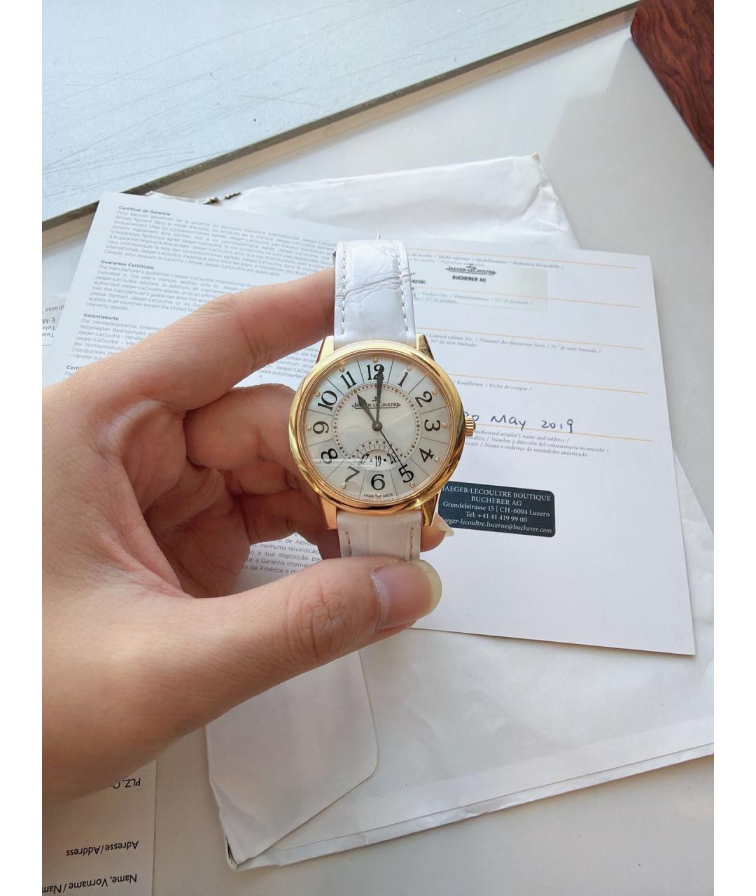 Jaeger LeCoultre Белые часы из розового золота, фото 6