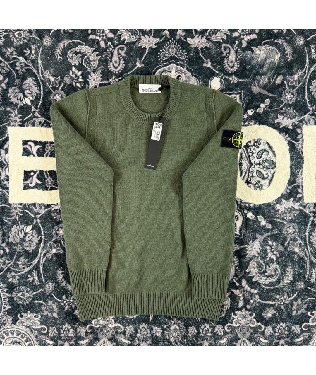 STONE ISLAND Зеленый шерстяной джемпер / свитер, фото 5