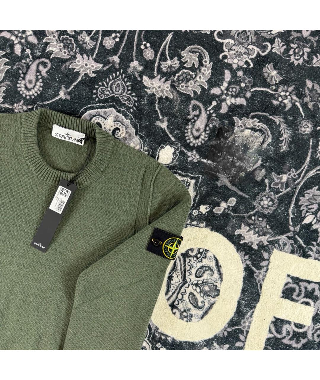 STONE ISLAND Зеленый шерстяной джемпер / свитер, фото 2