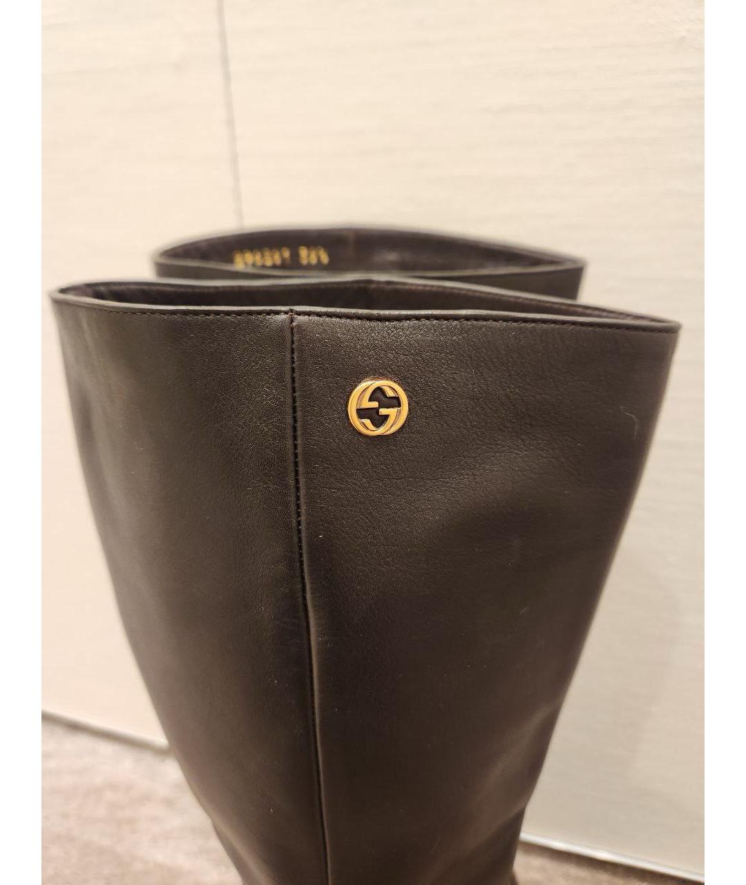 GUCCI Черные кожаные сапоги, фото 6