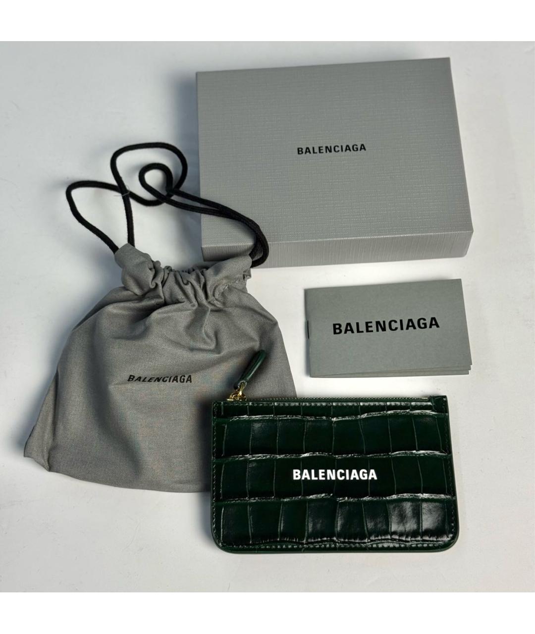 BALENCIAGA Зеленый кожаный кошелек, фото 5