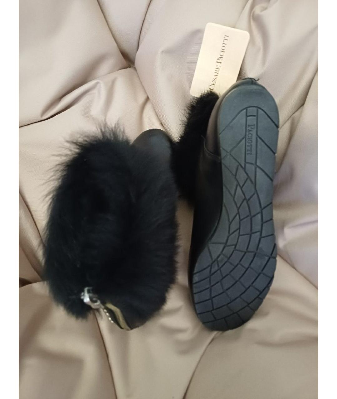 CESARE PACIOTTI Черные кожаные полусапоги, фото 8