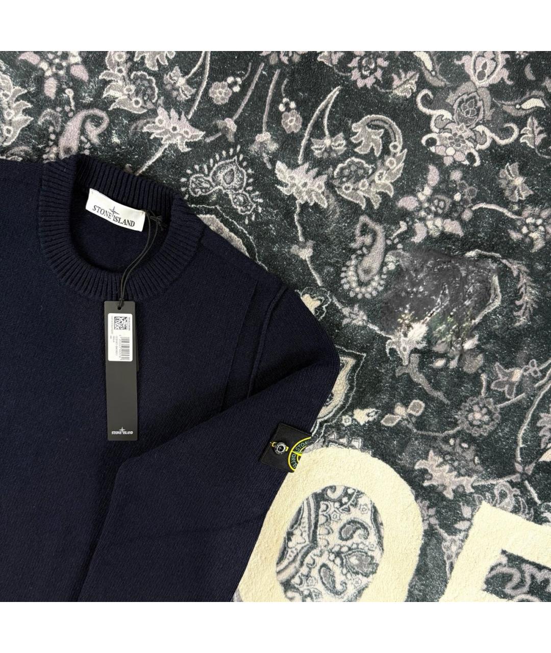 STONE ISLAND Темно-синий шерстяной джемпер / свитер, фото 2