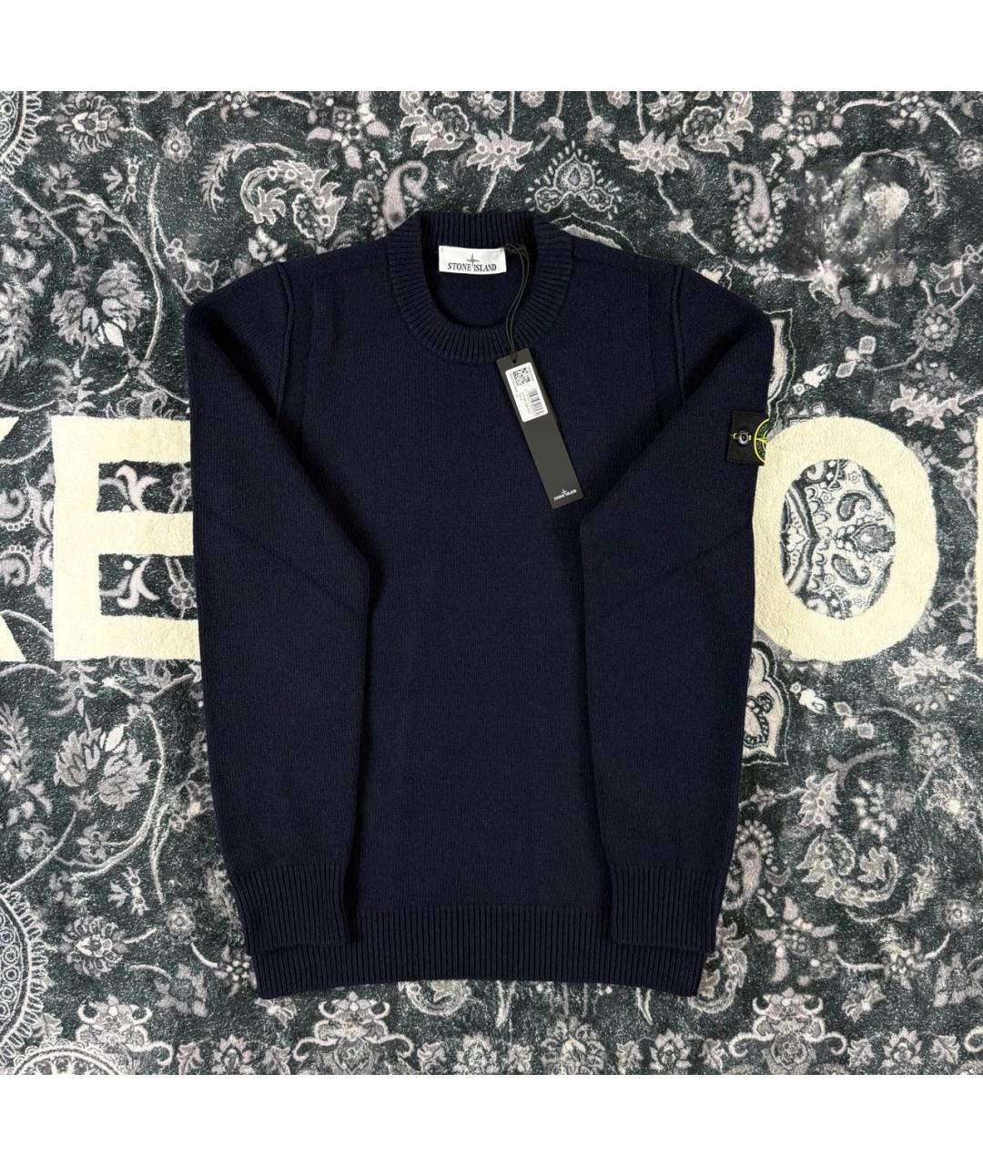 STONE ISLAND Темно-синий шерстяной джемпер / свитер, фото 6
