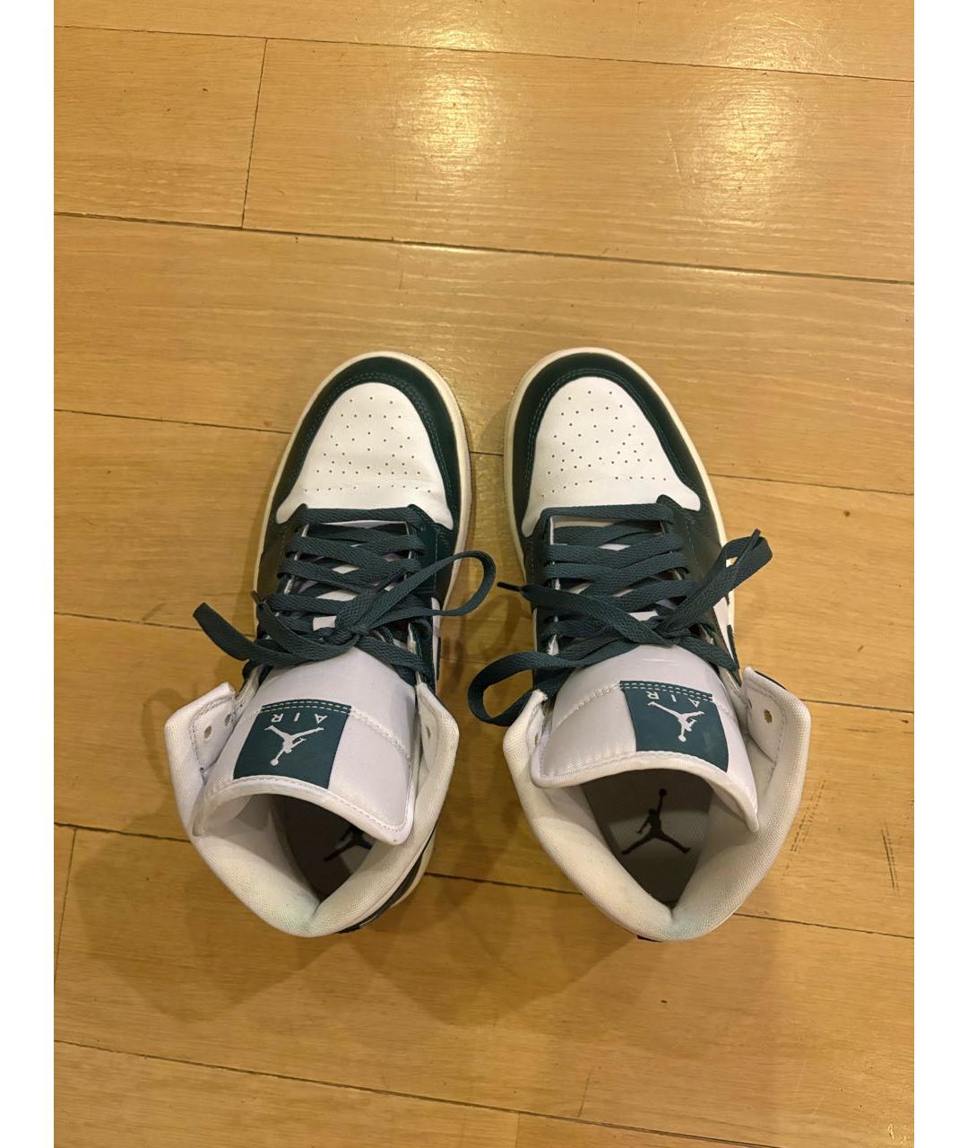 JORDAN Зеленые кожаные кроссовки, фото 3