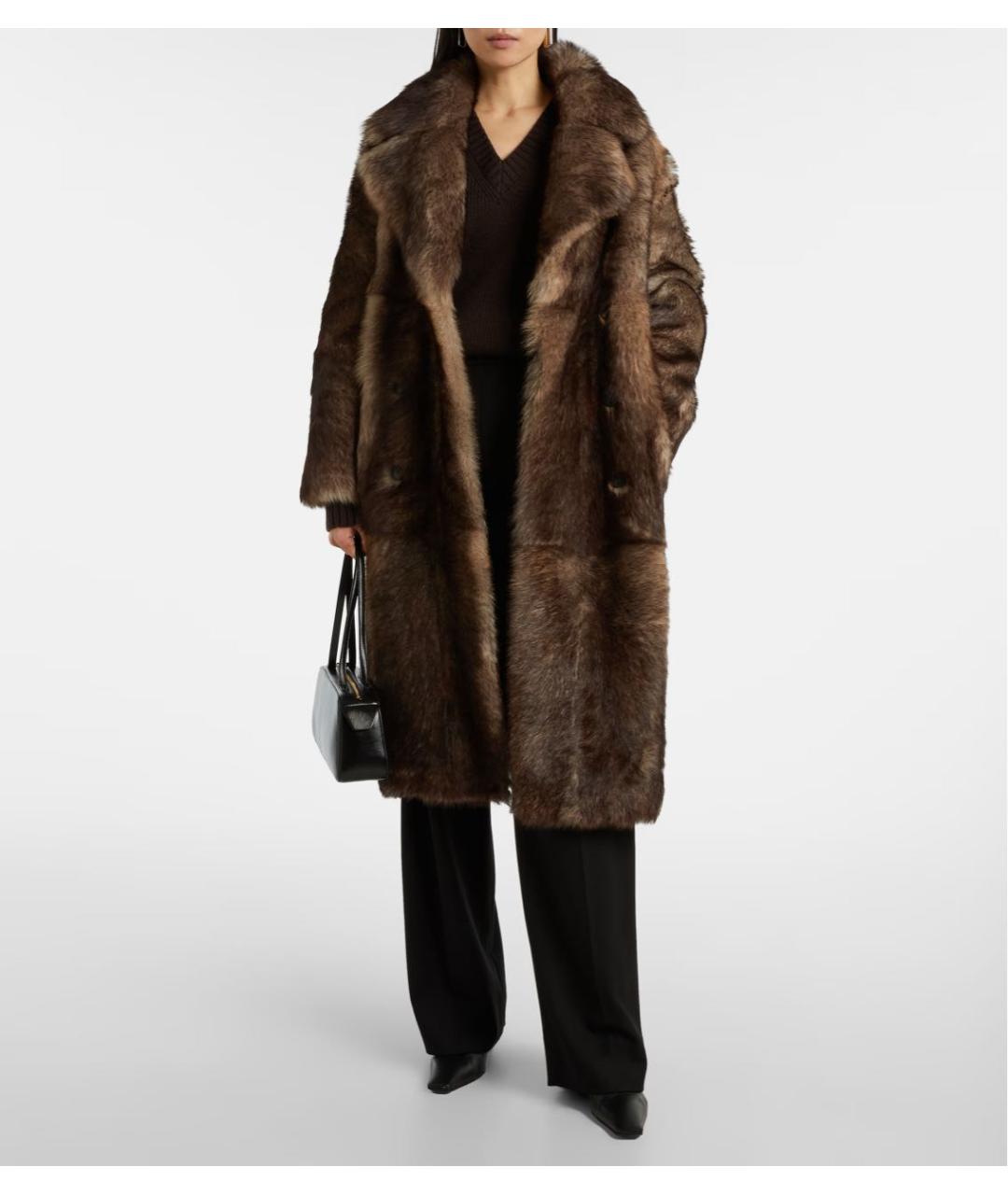 YVES SALOMON Коричневое меховое пальто, фото 2