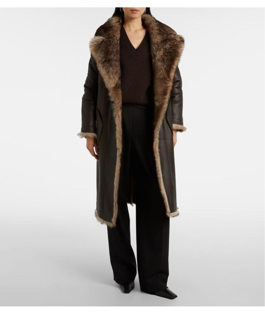 YVES SALOMON Коричневое меховое пальто, фото 5