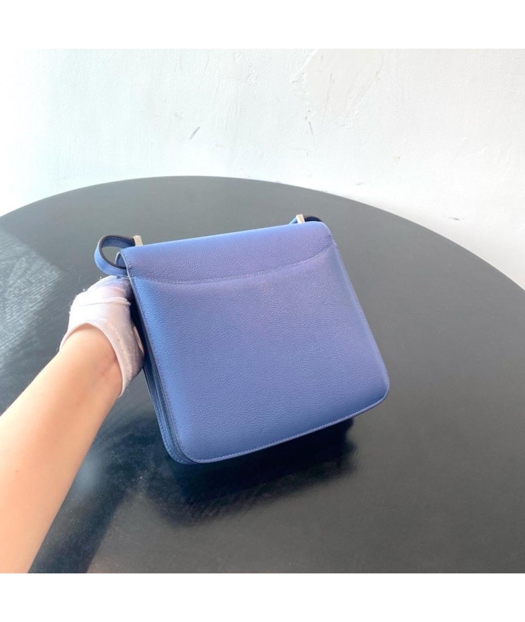 HERMES Голубая кожаная сумка через плечо, фото 3