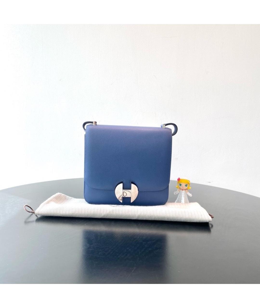 HERMES Голубая кожаная сумка через плечо, фото 9