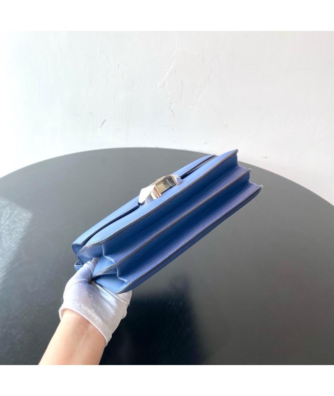 HERMES Голубая кожаная сумка через плечо, фото 6