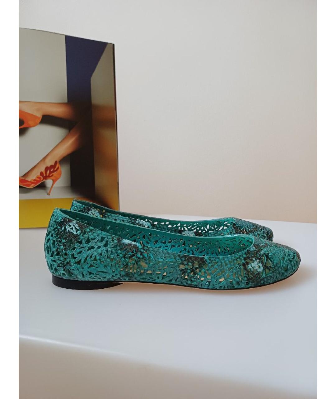 EMILIO PUCCI Бирюзовые кожаные балетки, фото 3