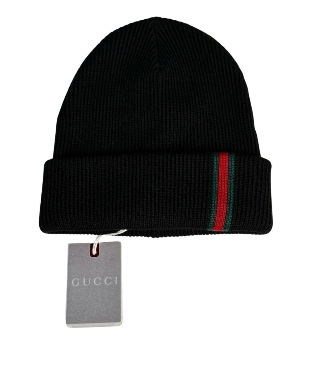 GUCCI Черная шерстяная шапка, фото 1