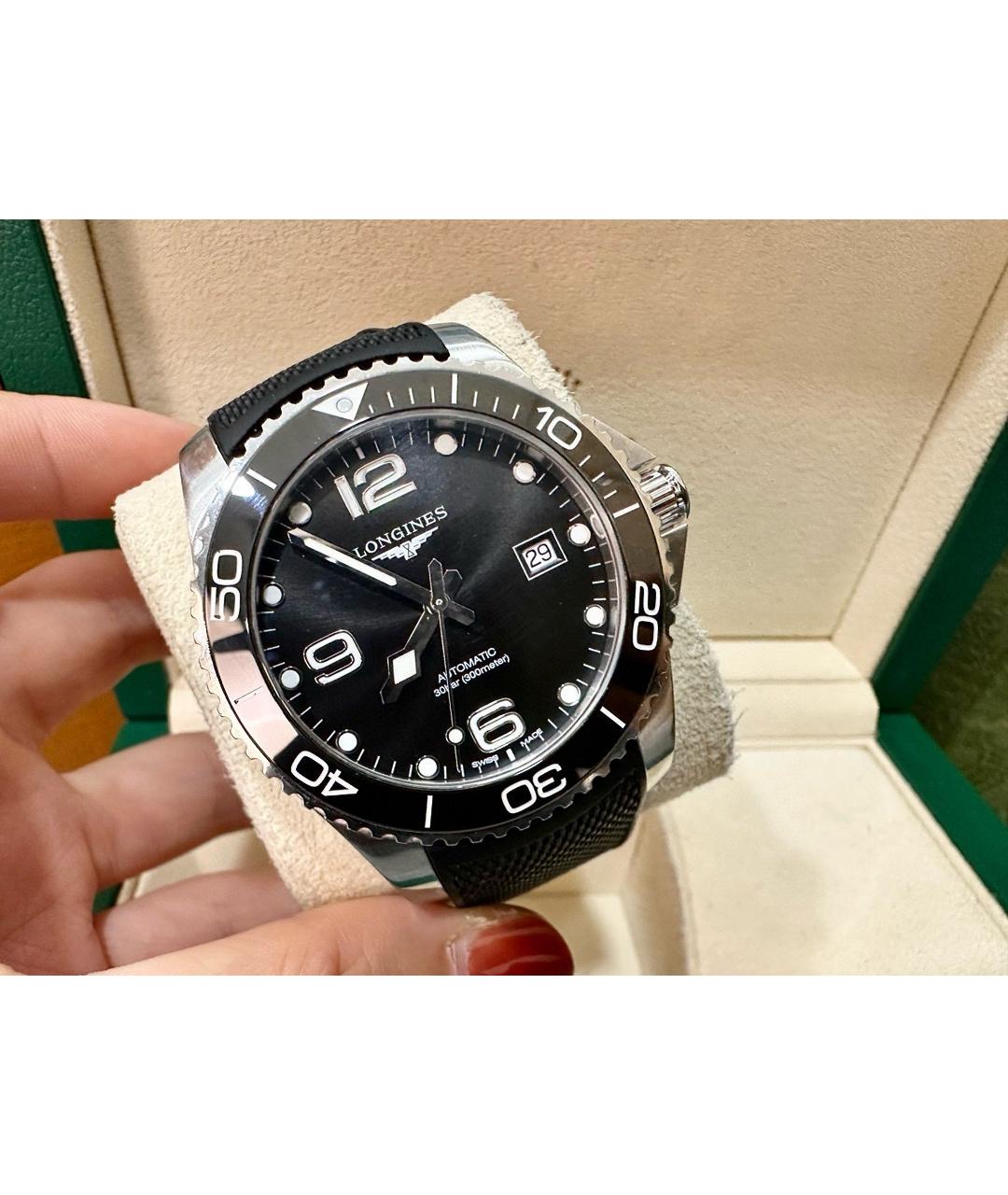 LONGINES Черные стальные часы, фото 3