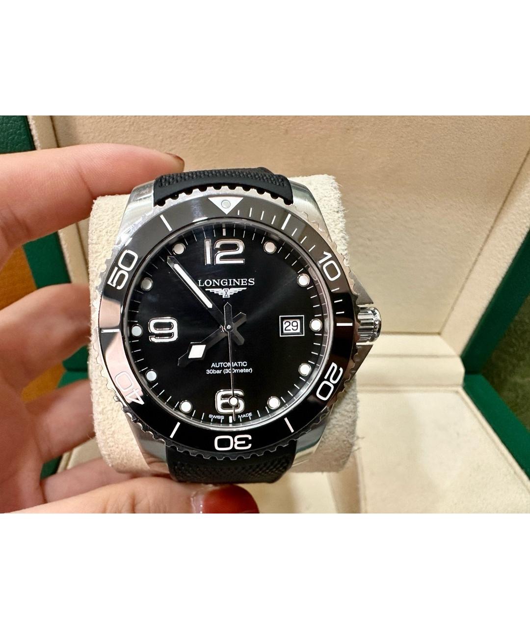 LONGINES Черные стальные часы, фото 2