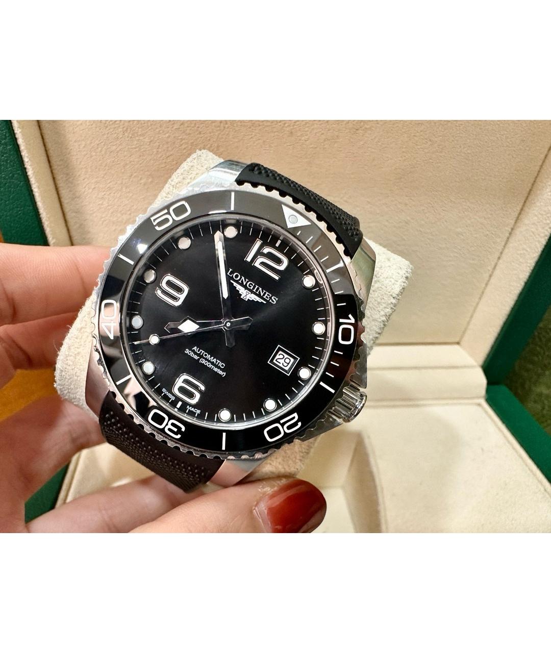 LONGINES Черные стальные часы, фото 4