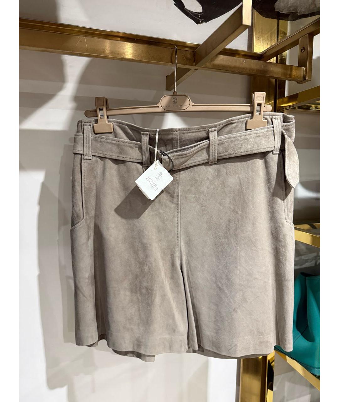 BRUNELLO CUCINELLI Бежевые замшевые шорты, фото 2