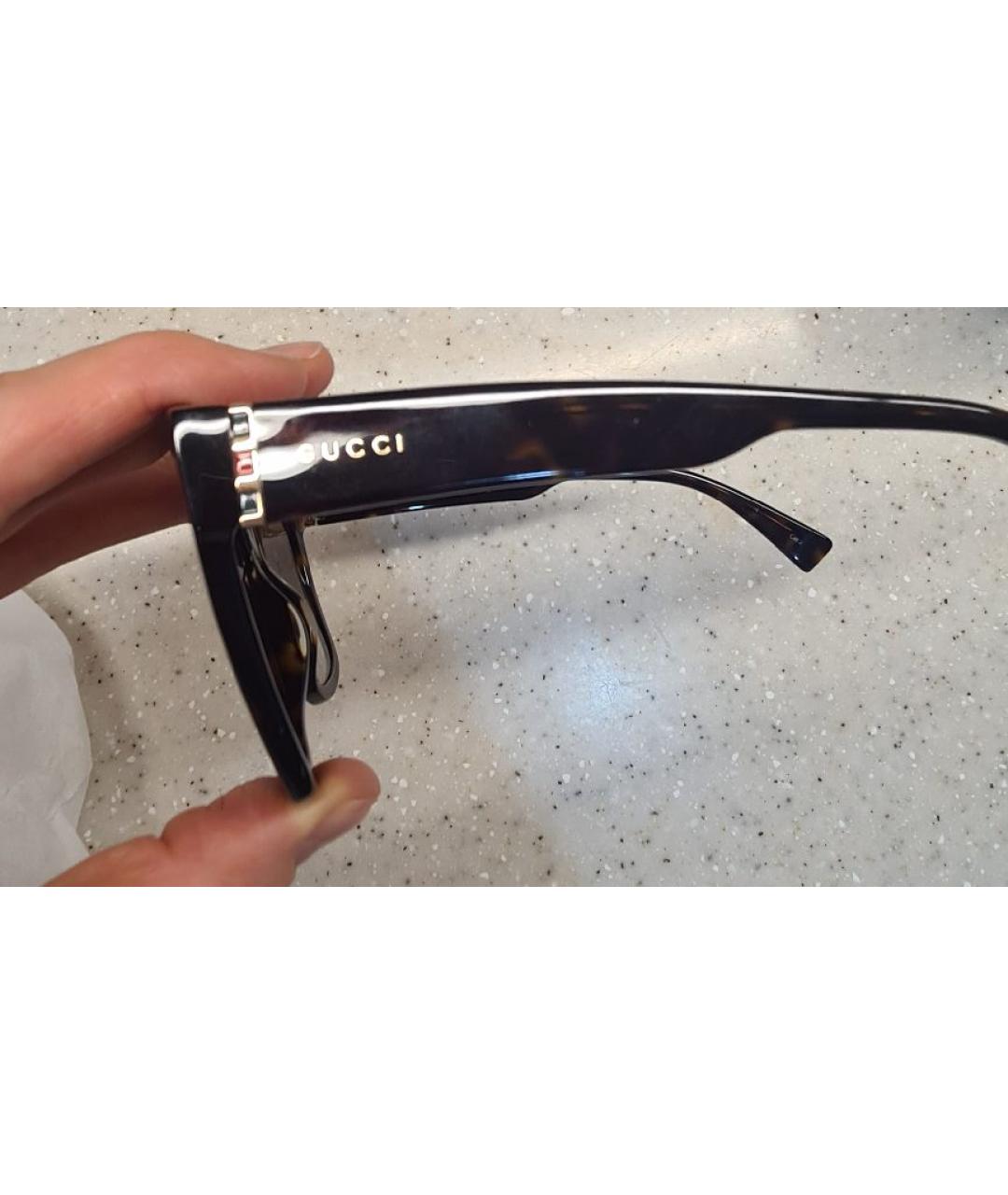 GUCCI Коричневые пластиковые солнцезащитные очки, фото 3