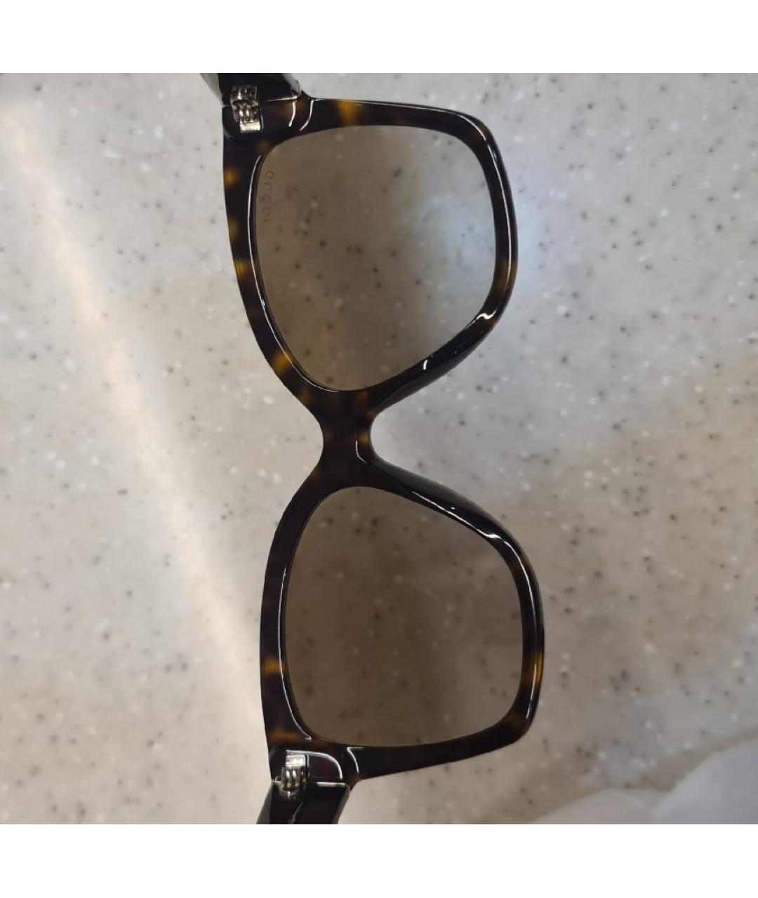 GUCCI Коричневые пластиковые солнцезащитные очки, фото 7