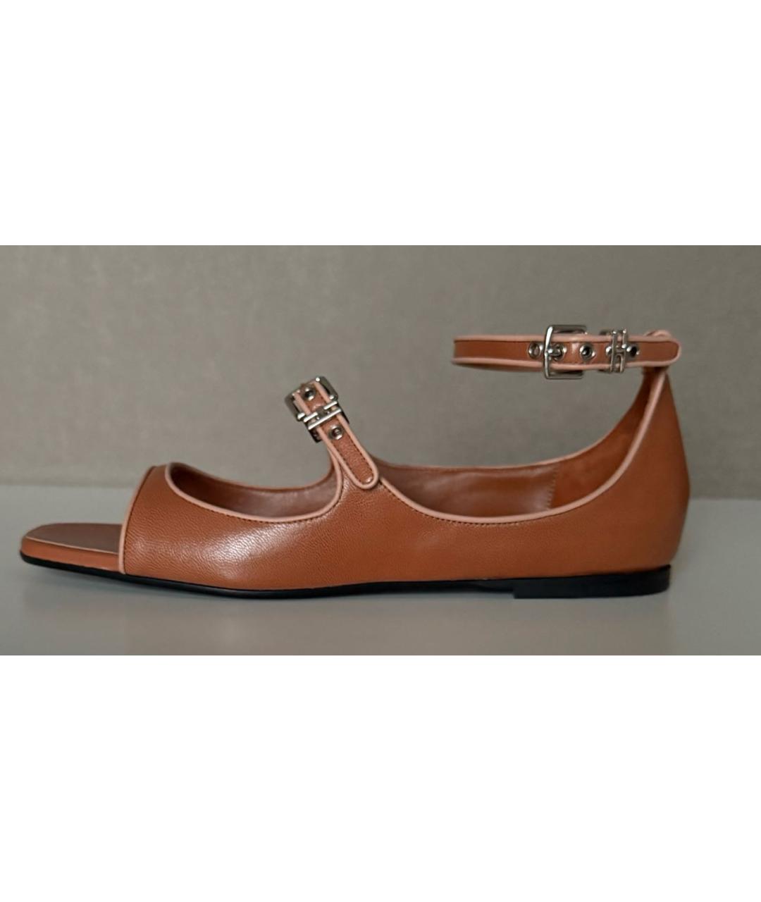 HERMES Коричневые кожаные сандалии, фото 5