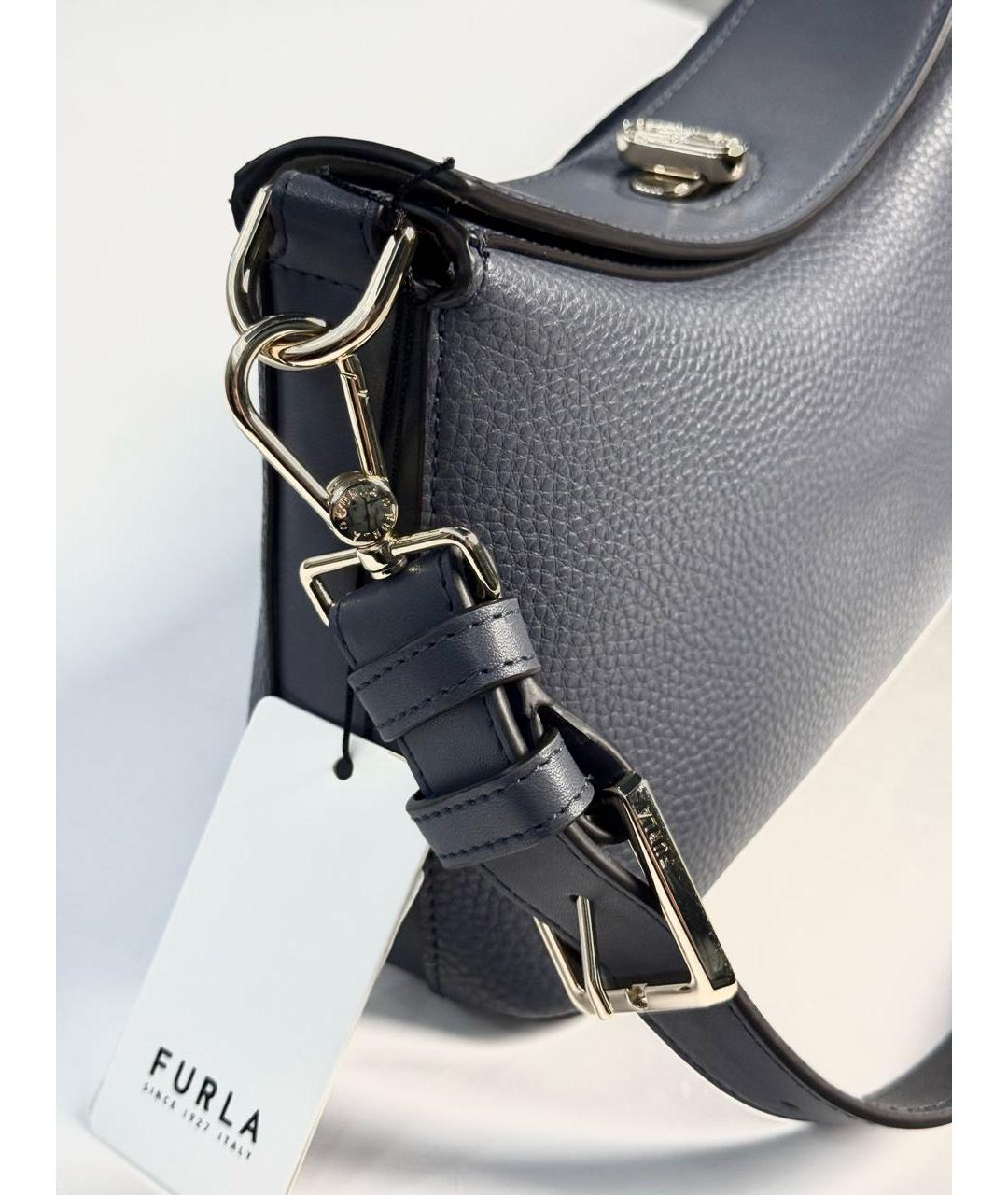 FURLA Темно-синяя кожаная сумка через плечо, фото 5