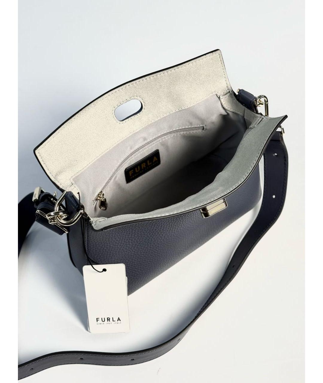 FURLA Темно-синяя кожаная сумка через плечо, фото 4