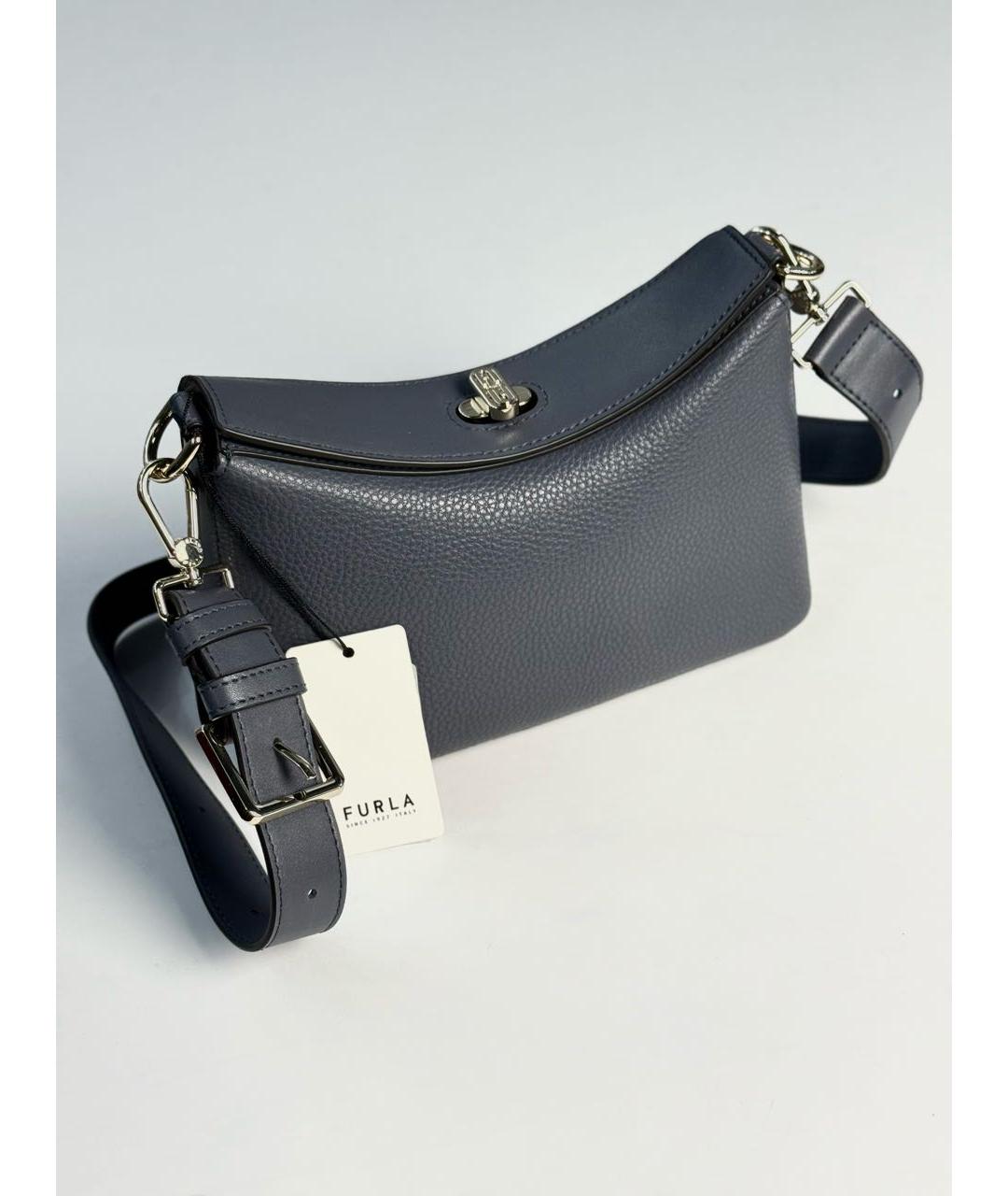 FURLA Темно-синяя кожаная сумка через плечо, фото 8