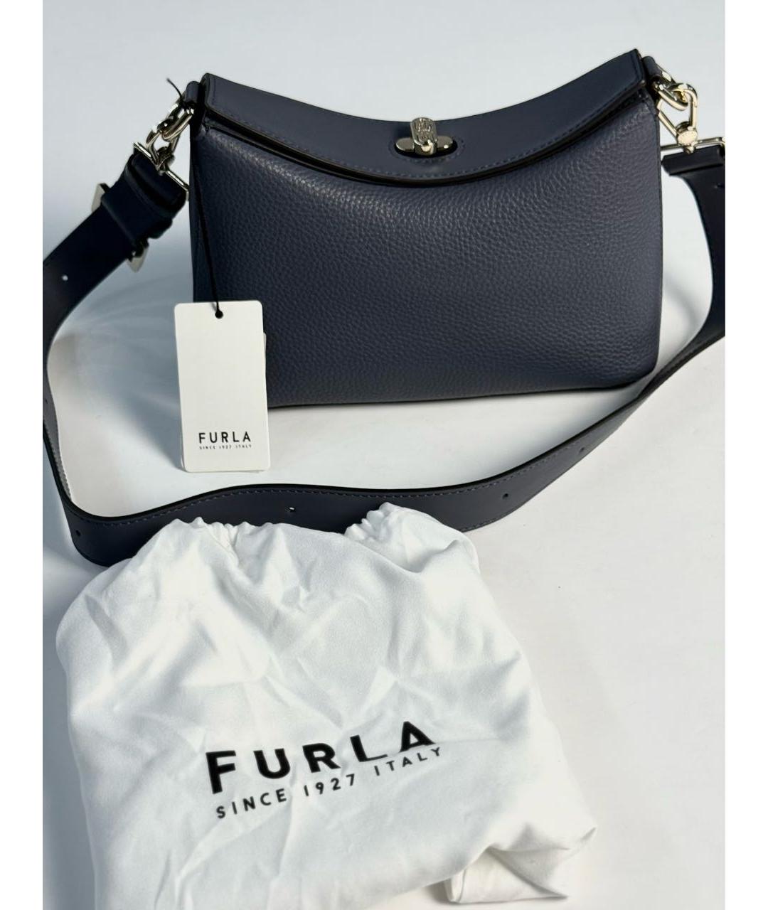 FURLA Темно-синяя кожаная сумка через плечо, фото 7