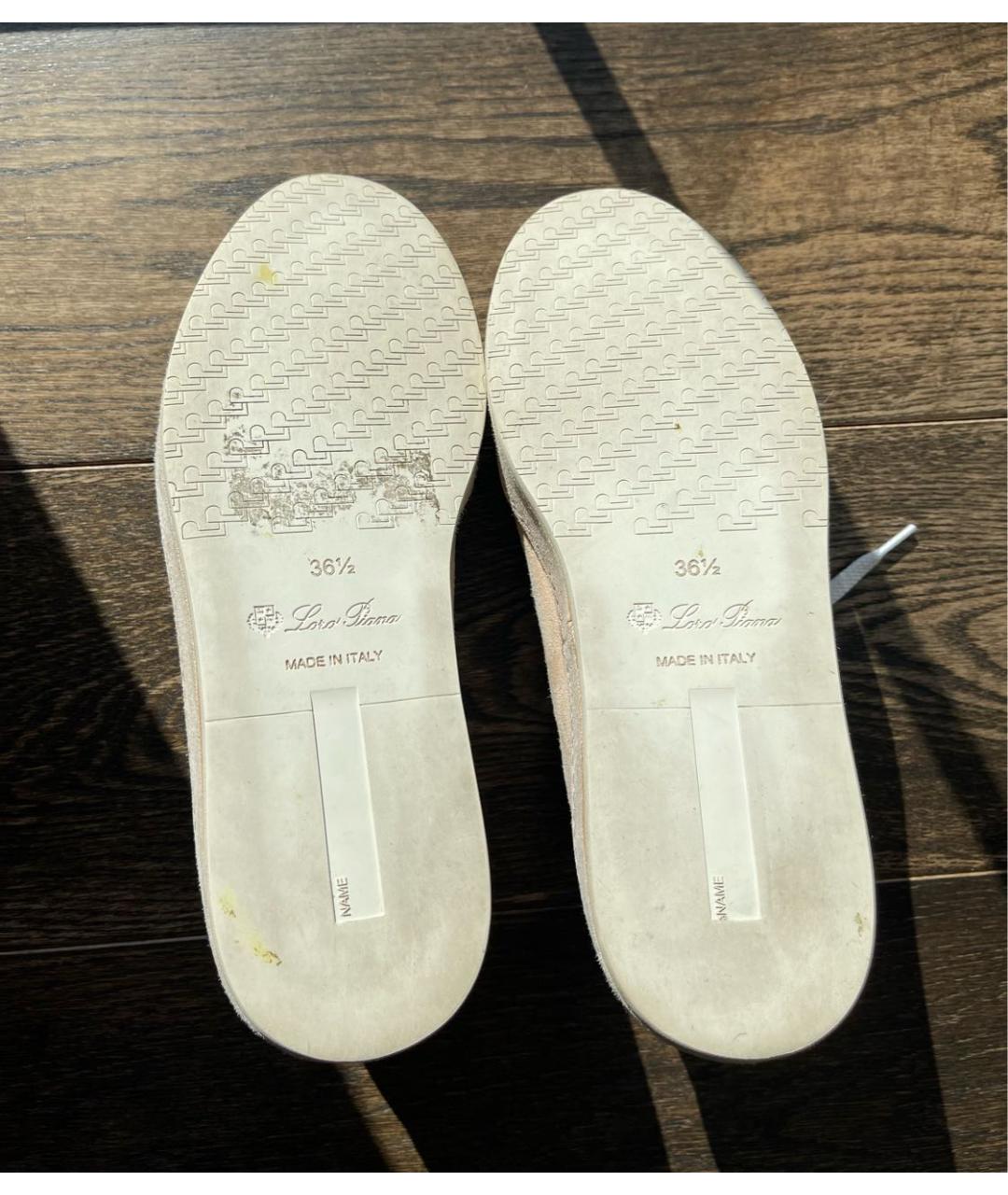 LORO PIANA Бежевые замшевые кеды, фото 3