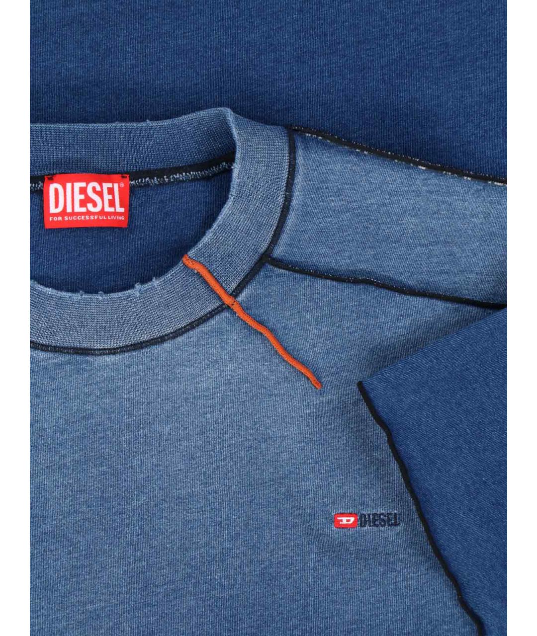 DIESEL Синяя хлопковая футболка, фото 3