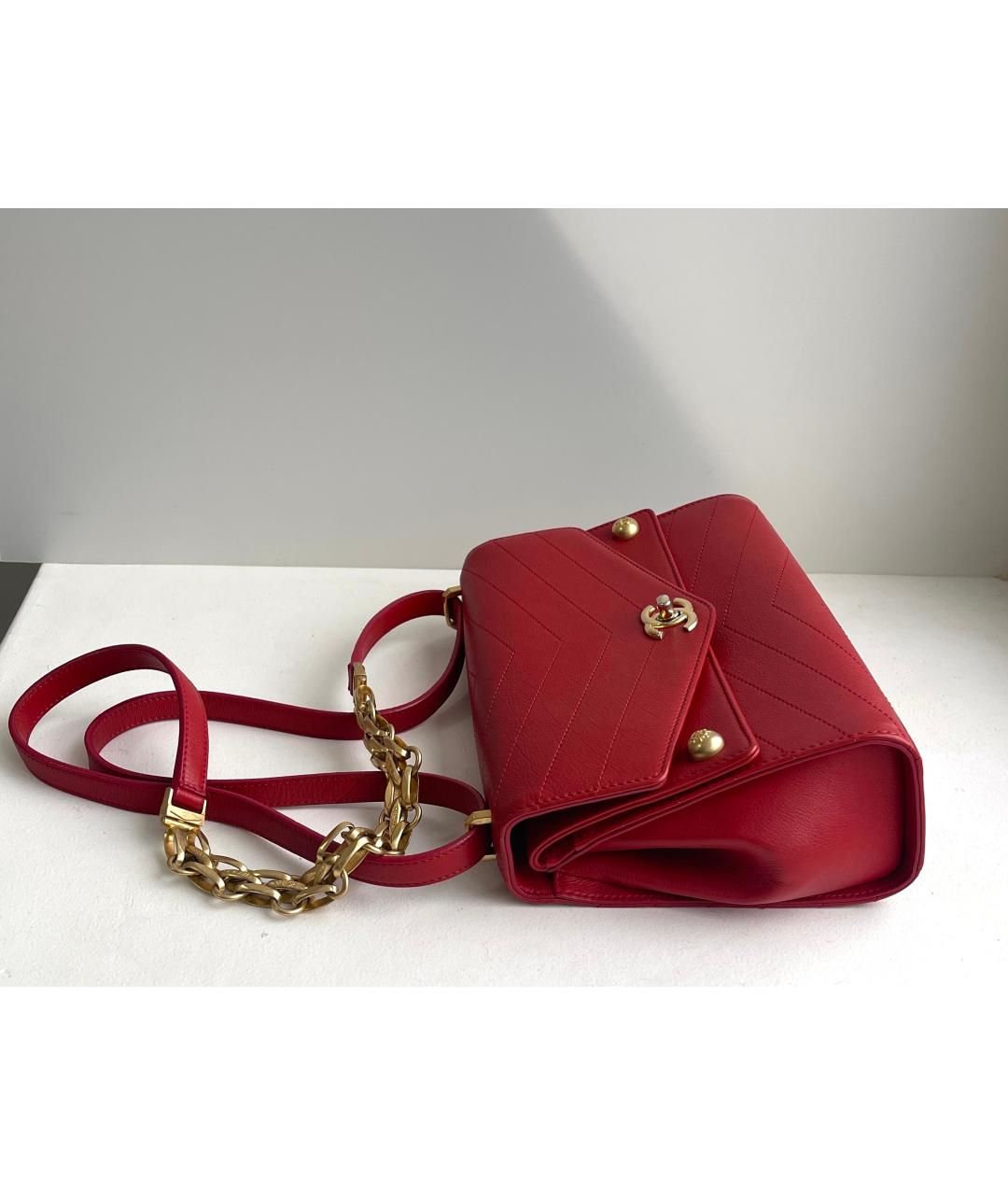 CHANEL Красная кожаная сумка через плечо, фото 7