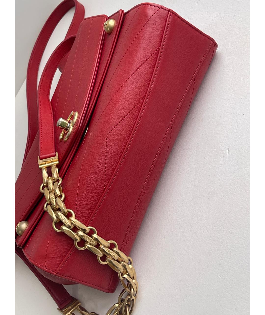 CHANEL Красная кожаная сумка через плечо, фото 5