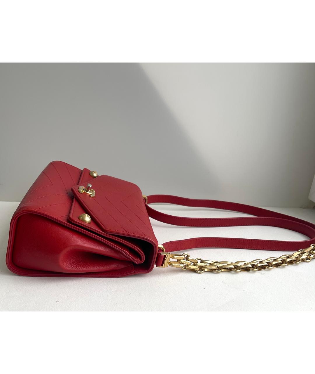 CHANEL Красная кожаная сумка через плечо, фото 8