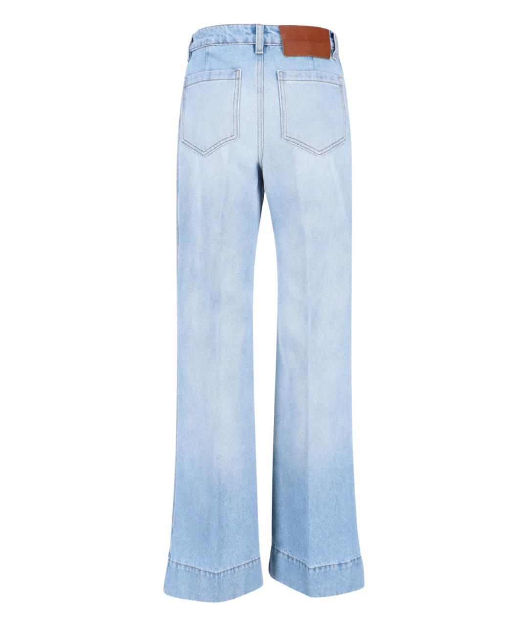 VICTORIA BECKHAM Голубые хлопковые джинсы клеш, фото 2