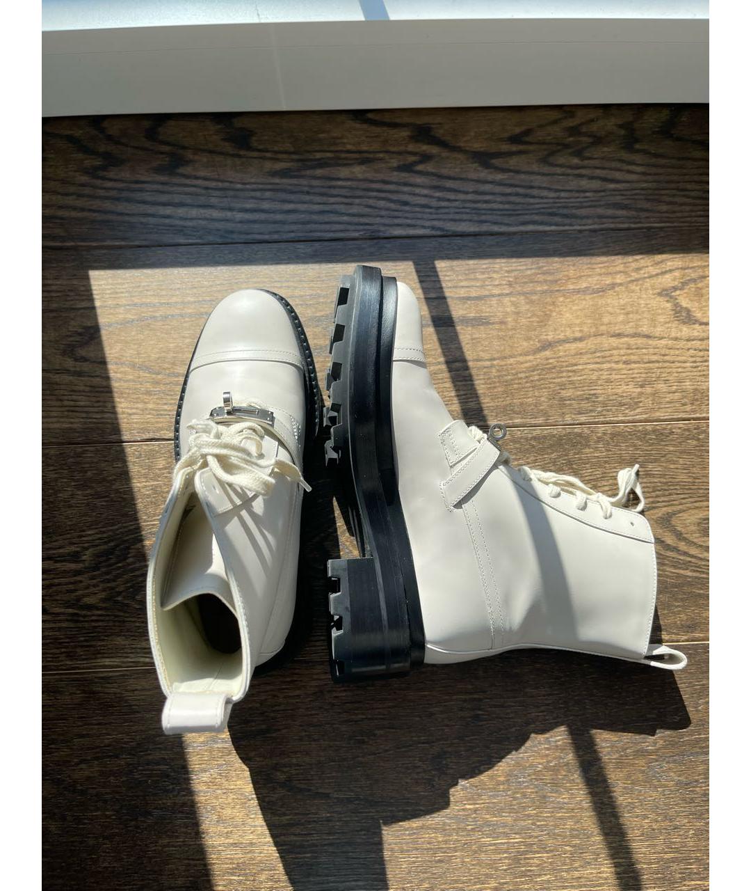 HERMES Белые кожаные ботинки, фото 4