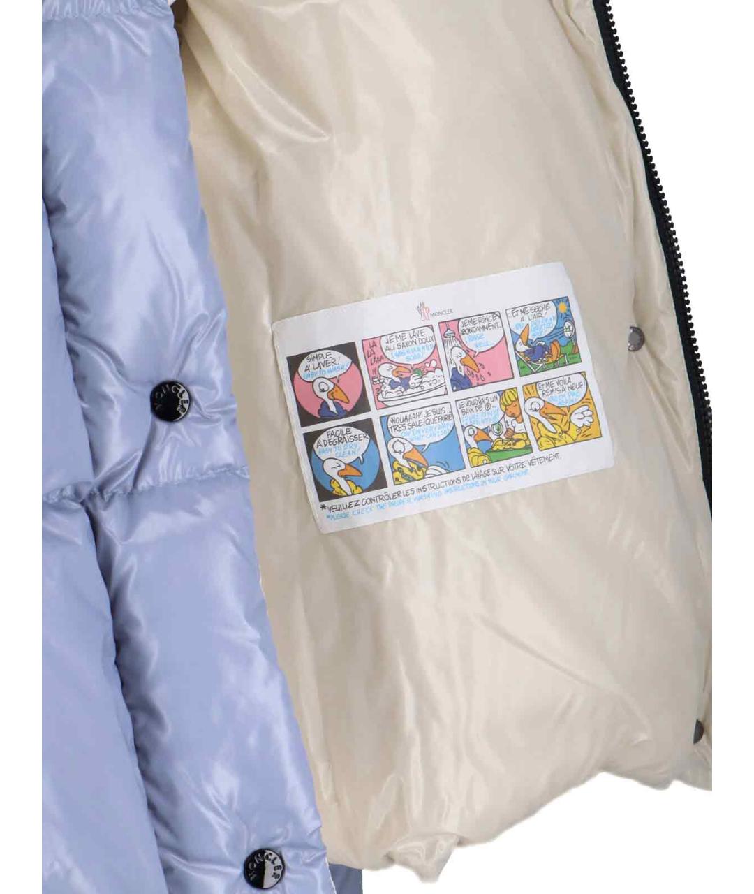 MONCLER Голубой полиамидовый пуховик, фото 5