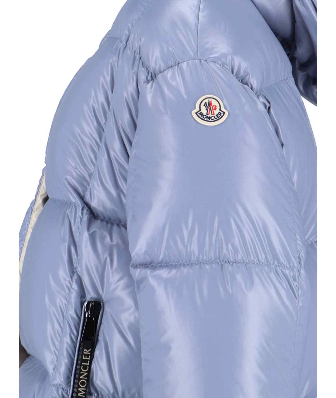 MONCLER Голубой полиамидовый пуховик, фото 3